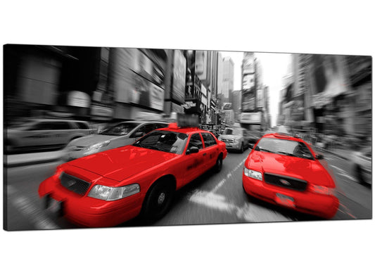 Red Black White Grey New York Taxi Cab City Canvas
