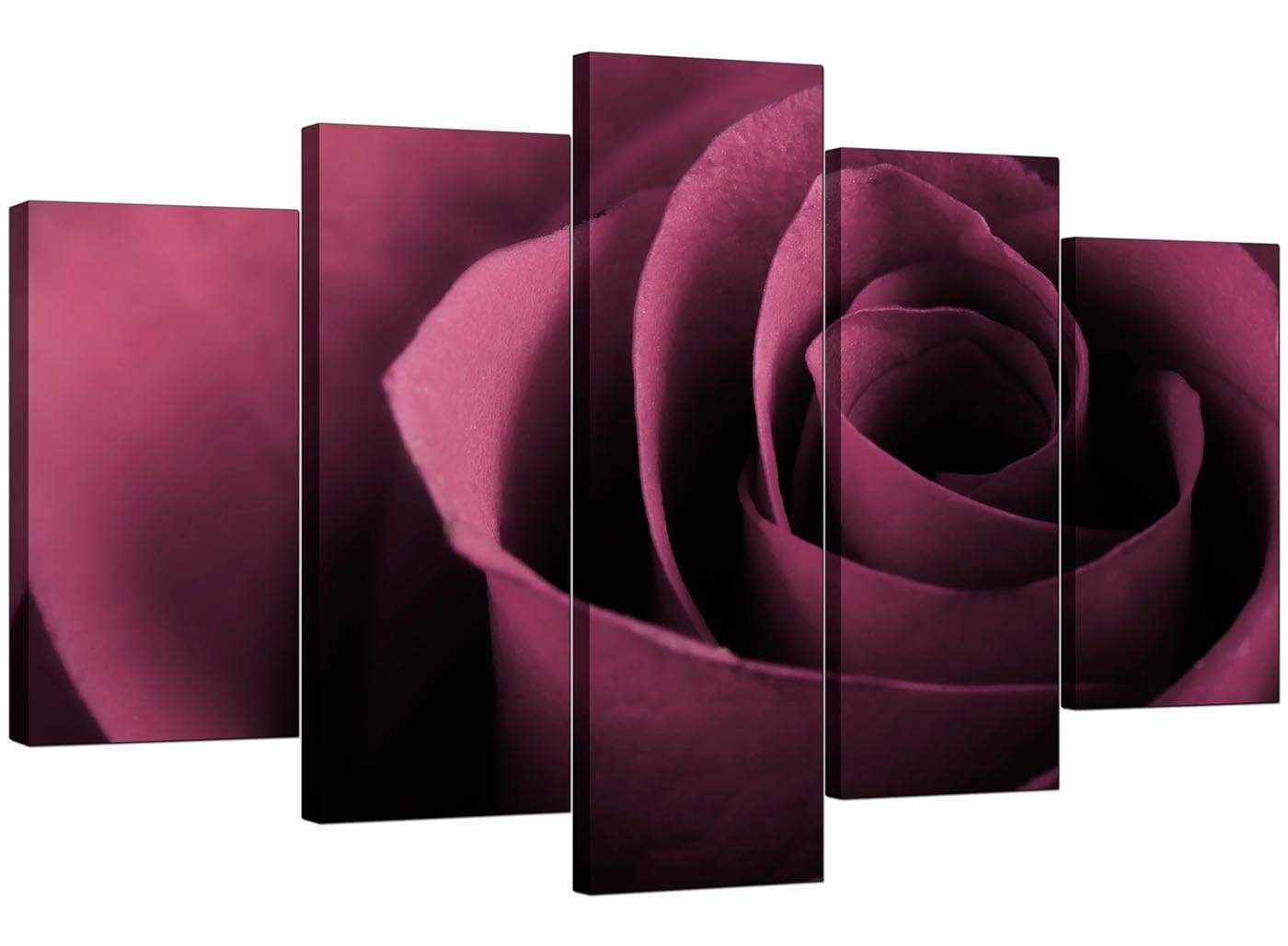 Plum Coloured Rose Petal Flower Floral Modern Canvas Art