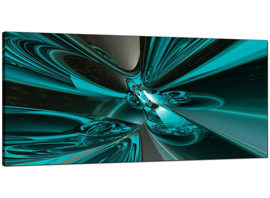 Modern Teal and Grey Cyclone Abstract Canvas