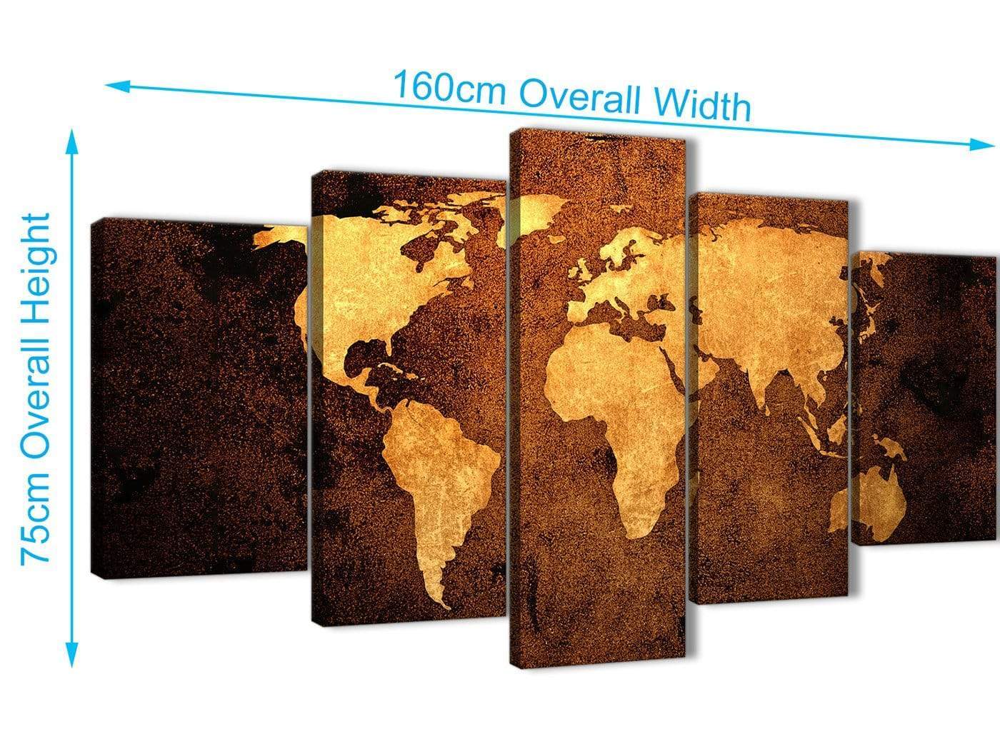 Old World Map - Brown Cream Canvas