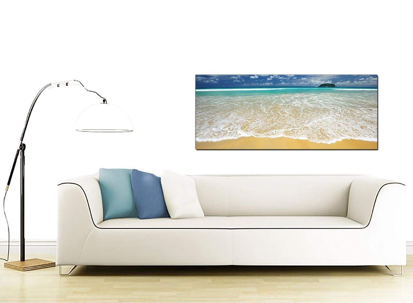 Modern Tropical Ocean Sandy Shore Scene Beach Canvas