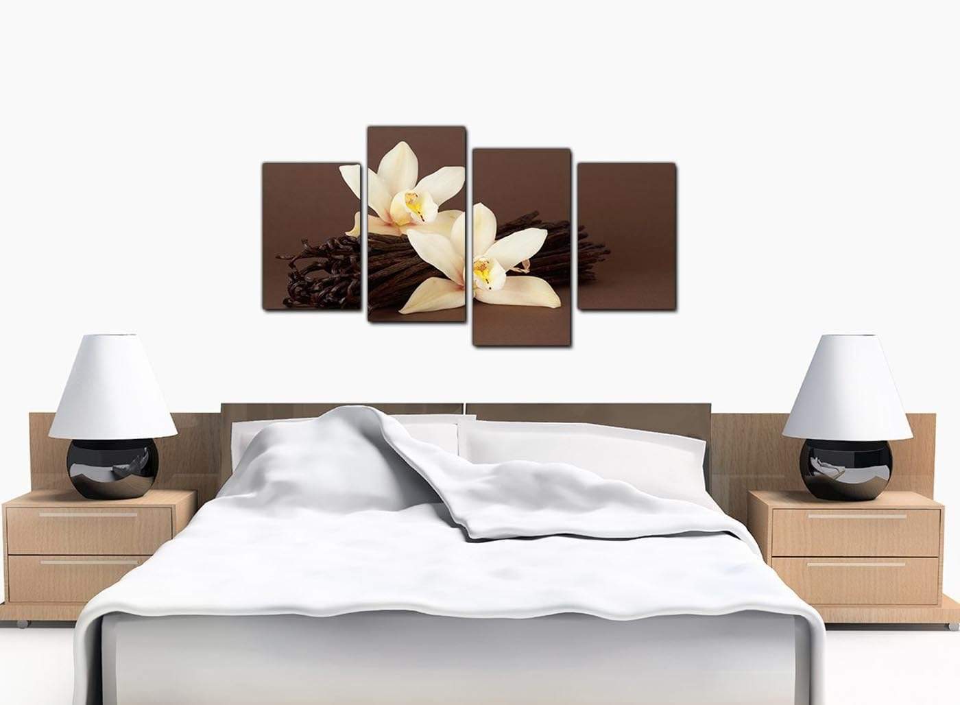 Brown and Cream Flower Floral Canvas