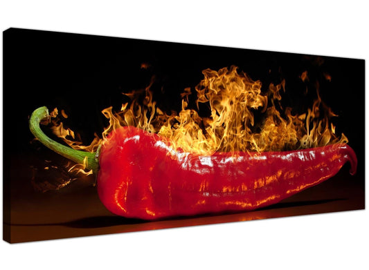 Red Hot Chilli Pepper Flaming Black Canvas