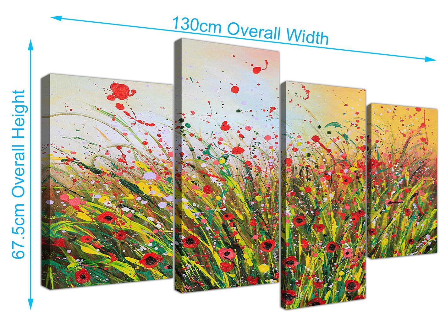 Modern Abstract Summertime Flowers Red Floral Canvas Prints