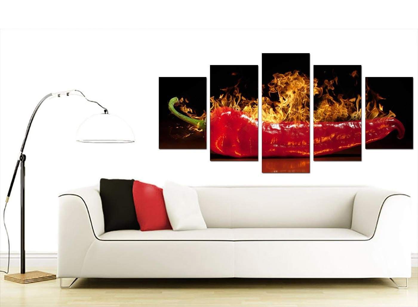 Red Hot Chilli Pepper Flaming Black Canvas
