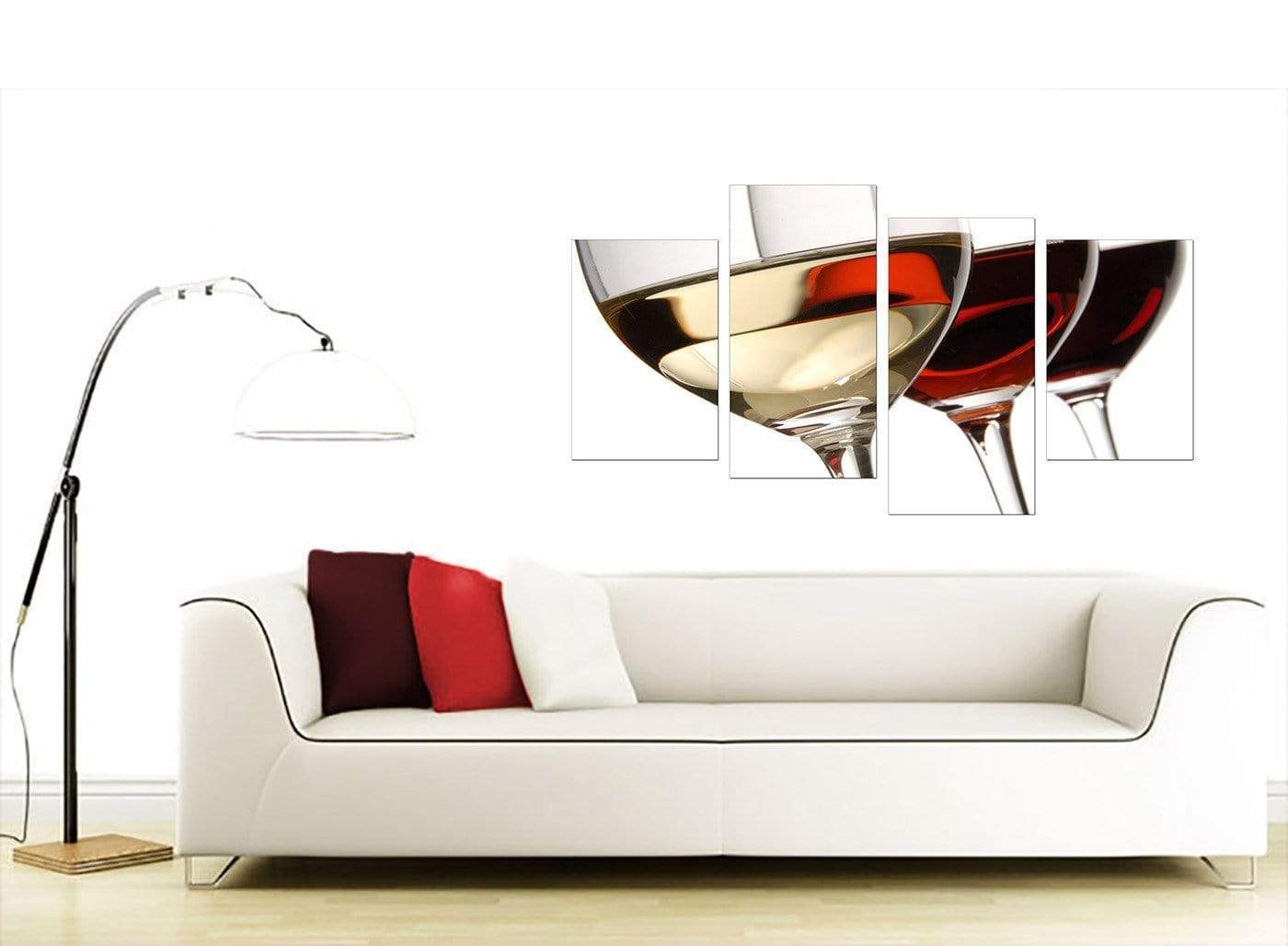 Red White Wine Glasses Kitchen Canvas