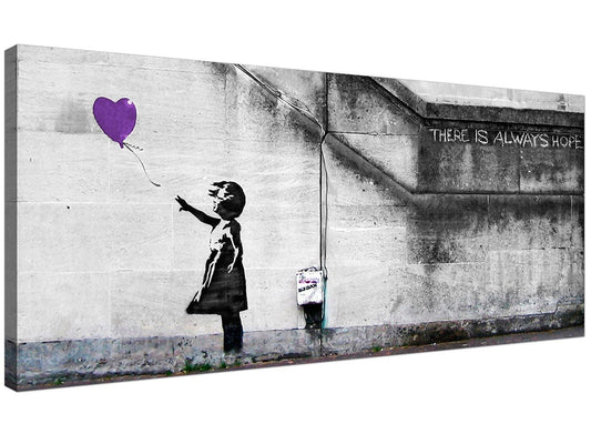 Banksy Balloon Girl Purple Heart Hope Canvas