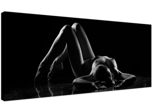 Modern Bedroom Black White Woman Nude Erotic Canvas