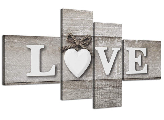 Shabby Chic Love Quote - Canvas Wall Art Picture