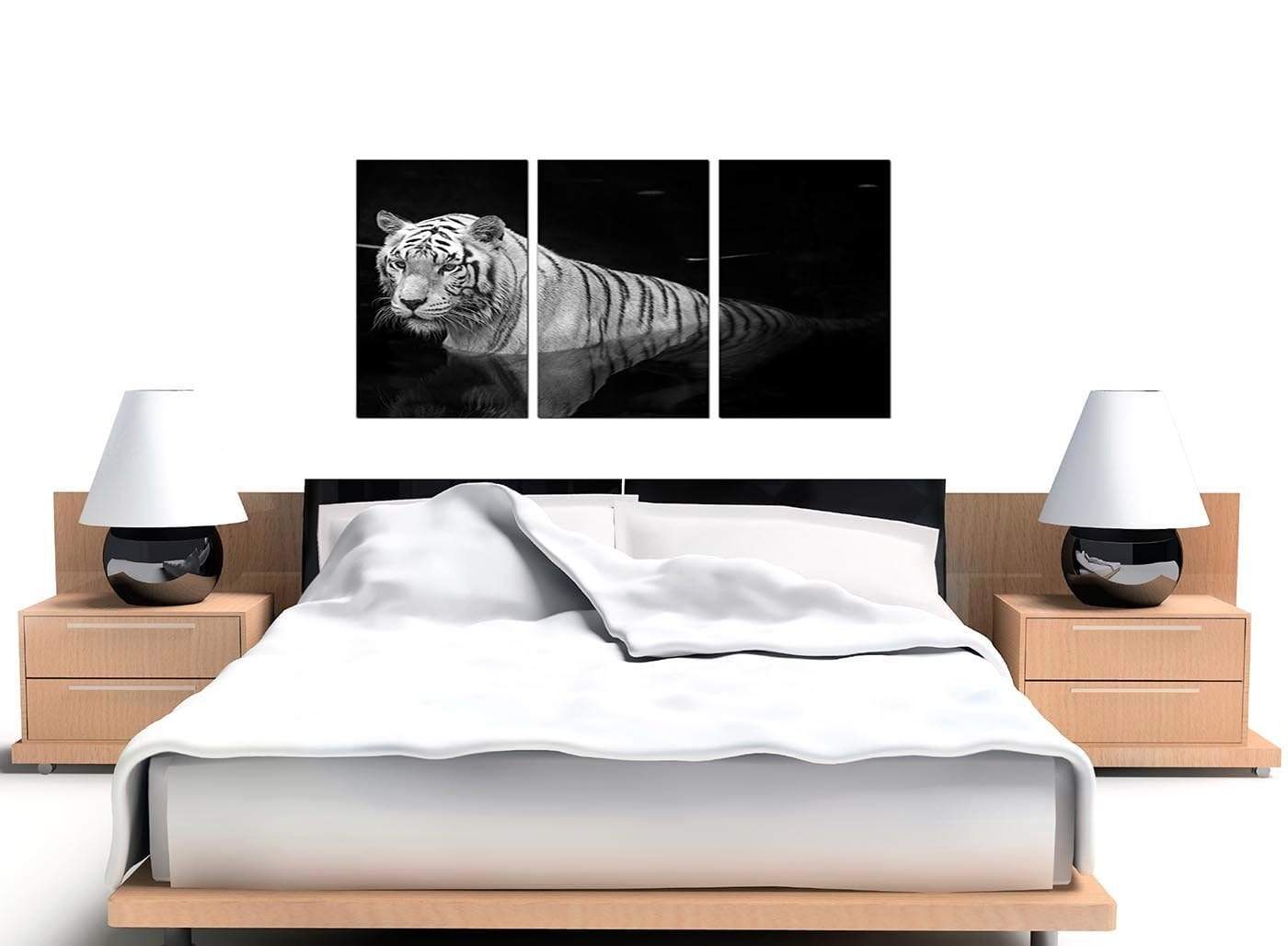 Modern Black White Bengal Tiger Water Canvas
