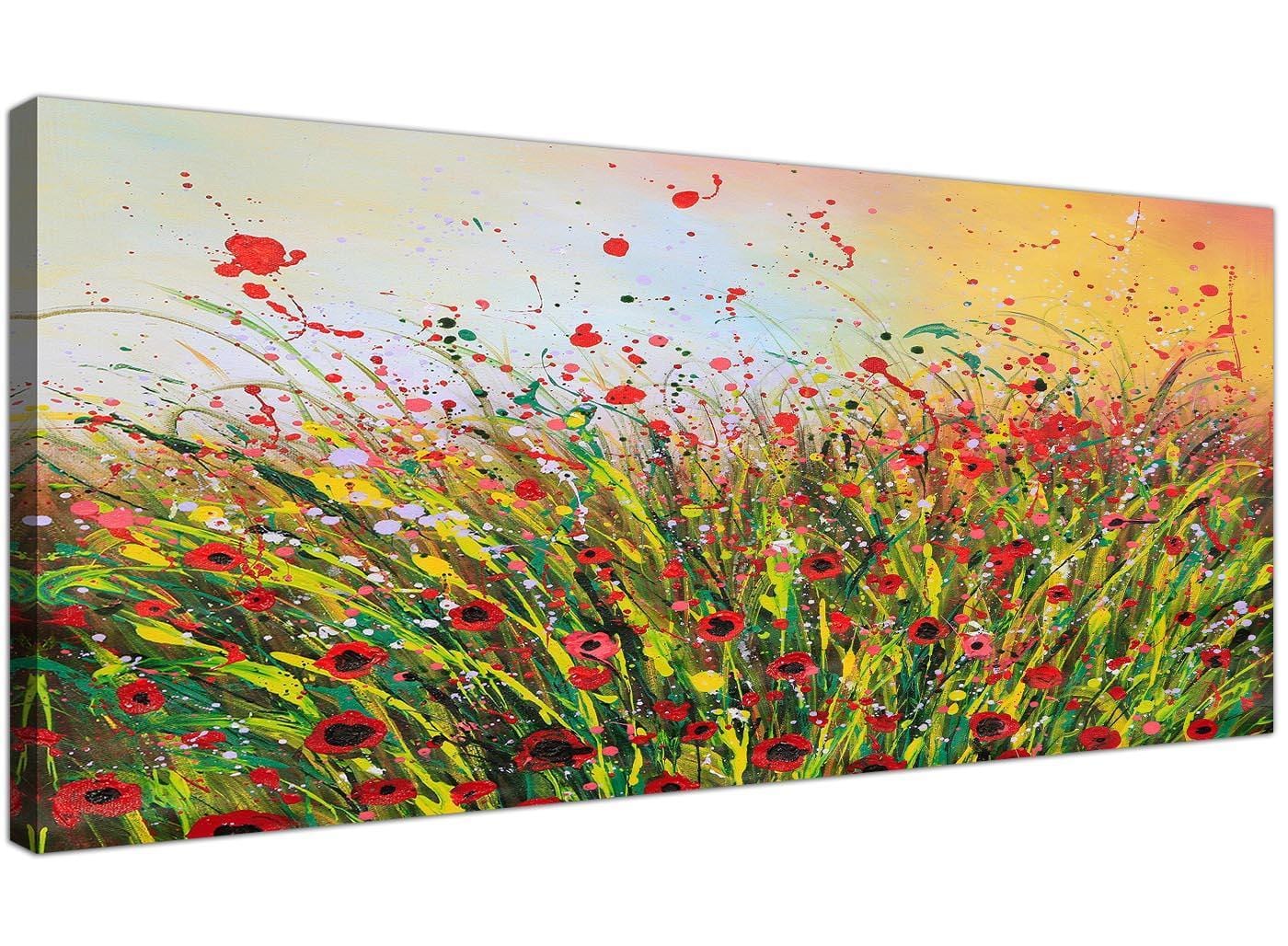 Modern Abstract Summertime Flowers Red Floral Canvas Prints
